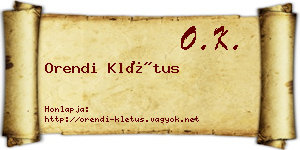 Orendi Klétus névjegykártya